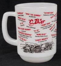 Fire King the CB'er Slang Milk Glass Coffee Mug